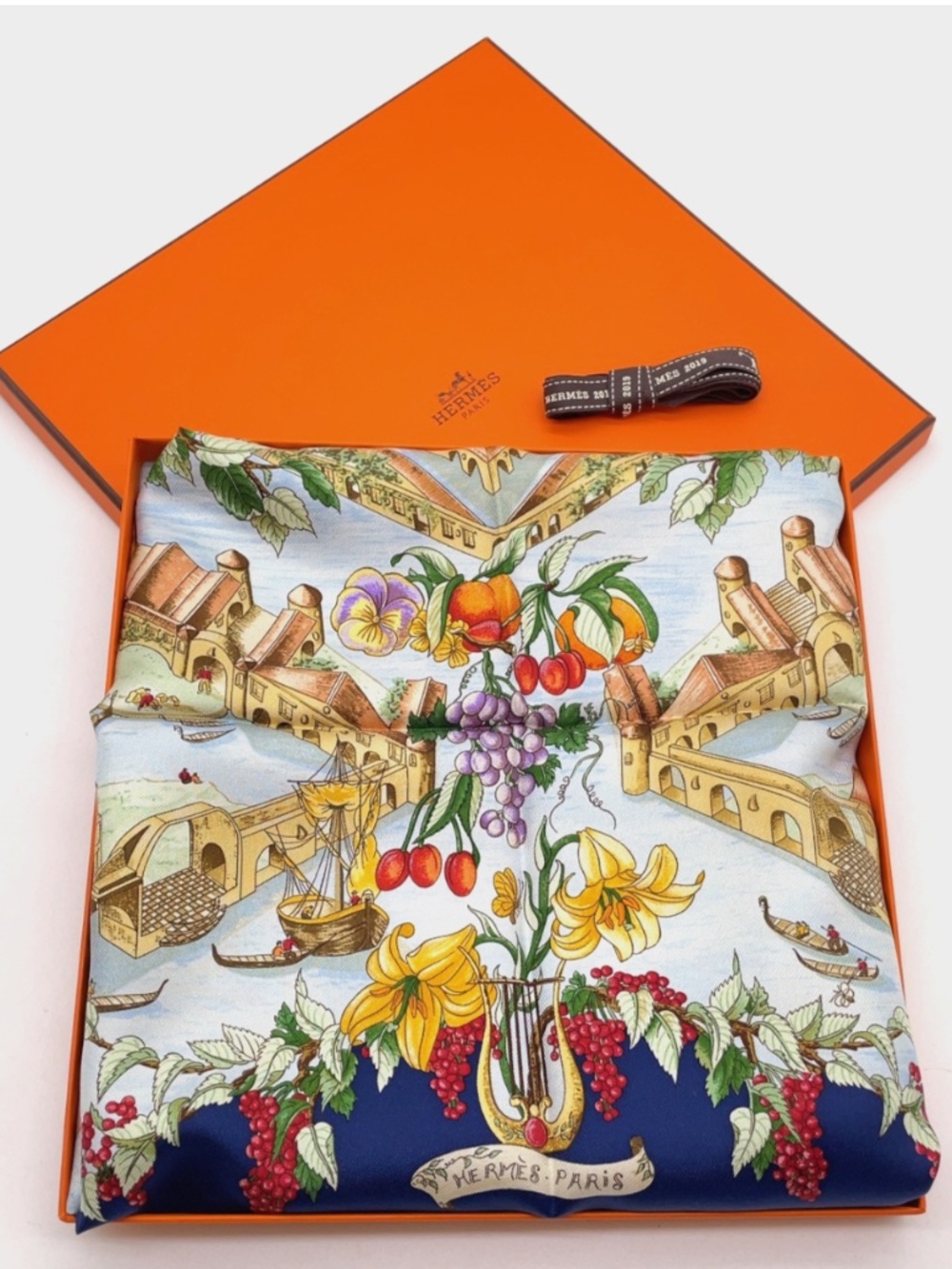 Authentic HERMÈS Paris Carré 90 "Au Pays de Cocagne" Silk Scarf